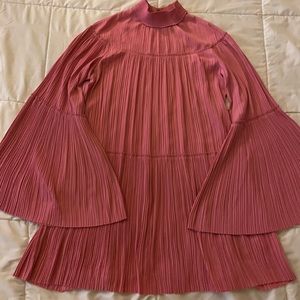 A.L.C. Pleated dress bell sleeves mock neck size 8